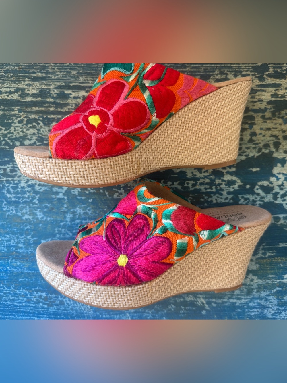Bordarte “Arte de Cielo” Embroidered Floral Espadrille Sandals — NEW SZ 7